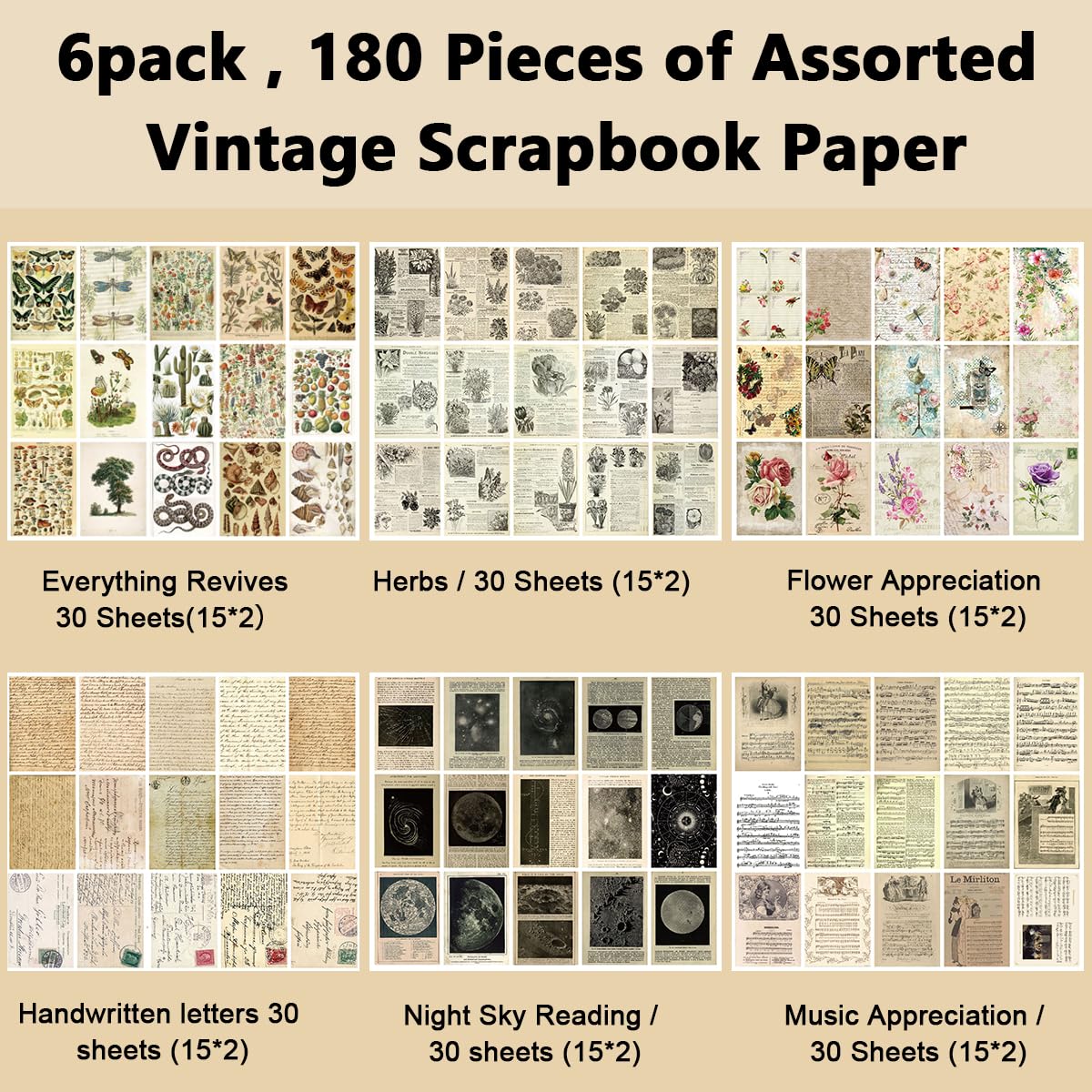 HASTHIP 180 Sheet Scrapbook Paper, Journal Supplies Journaling Scrapbooking Craft Paper Kits Vintage Room Decor Posters Decoupage Paper for Journals Bullet Journal Card Making Decorative Background HASTHIP 180 Sheet Scrapbook Paper, Journal Supplies Journaling Scrapbooking Craft Paper Kits Vintage Room Decor Posters Decoupage Paper for Journals Bullet Journal Card Making Decorative Background